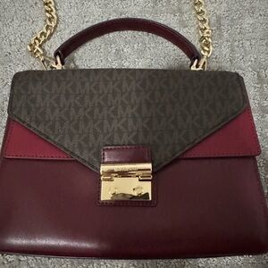 Michael Kors Burgundy and Brown Satchel